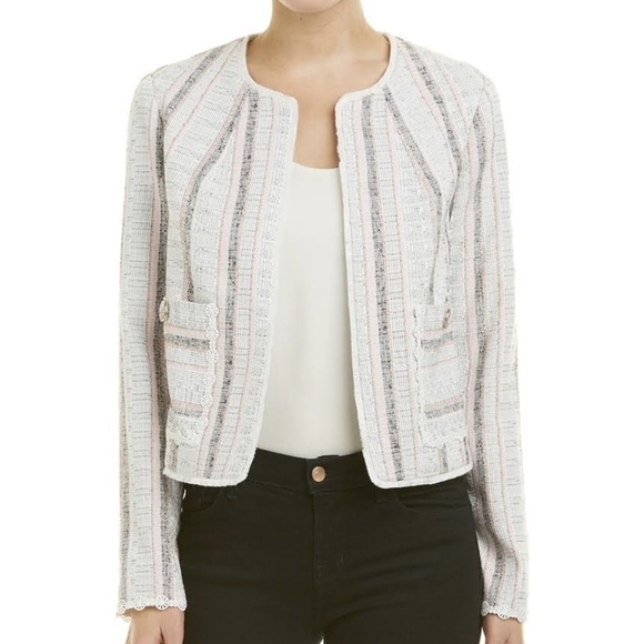 8 • Laundry by Shelli Segal • Soft Blush & White Metallic Thread Tweed Blazer - Picture 1 of 10